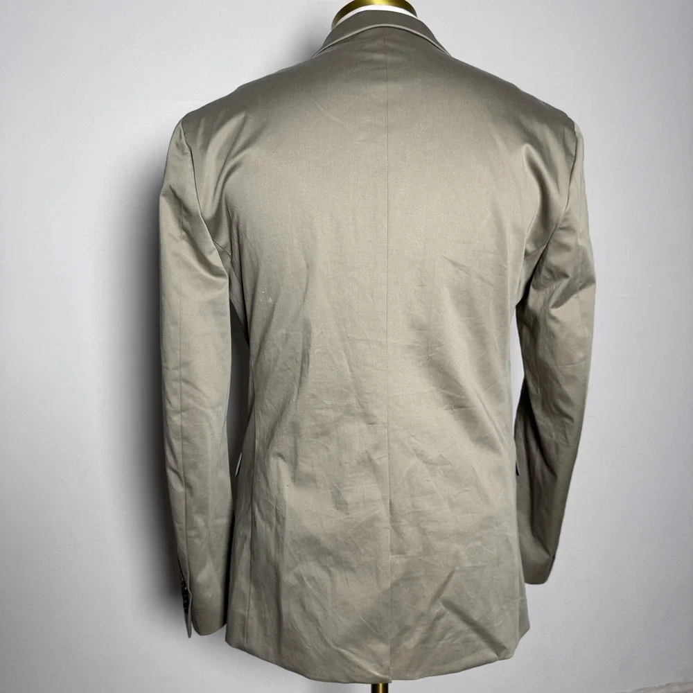 Banana‎ Republic Blazer Mens 40L Khaki Tan Solid Manteco Cotton Stretch Standard